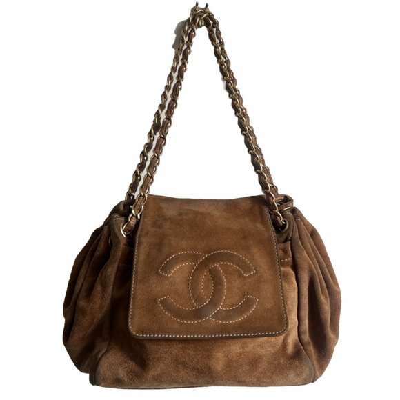 CHANEL brown suede chain shoulder bag 2002 vintage - Picture 1 of 11